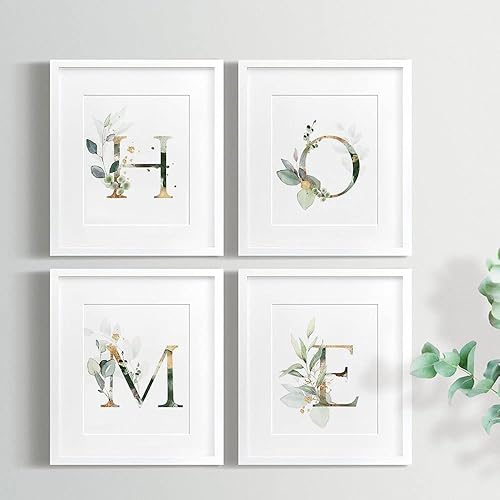 Miniatura 3 de Juego de 4 impresiones artísticas de decoración de pared de baño (8 x 10 pulgadas), diseño botánico de hojas bohemias, hojas bohemias, hojas