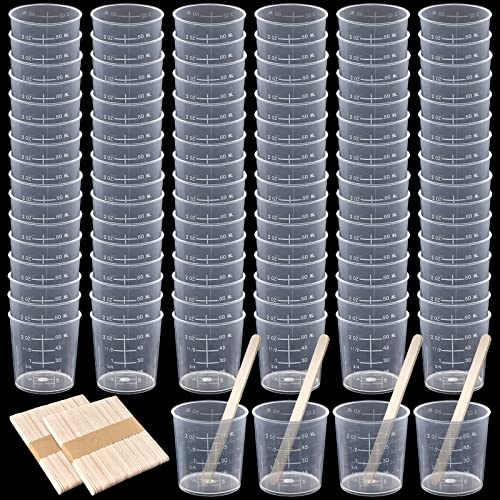 100 vasos medidores plásticos transparentes 60 ml miniatura 1