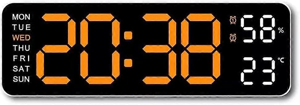 Sveglia digitale grande schermo con temperatura e calendario per camera da letto, orologio da comodino, per anziani, dormienti pesanti (luce arancione)