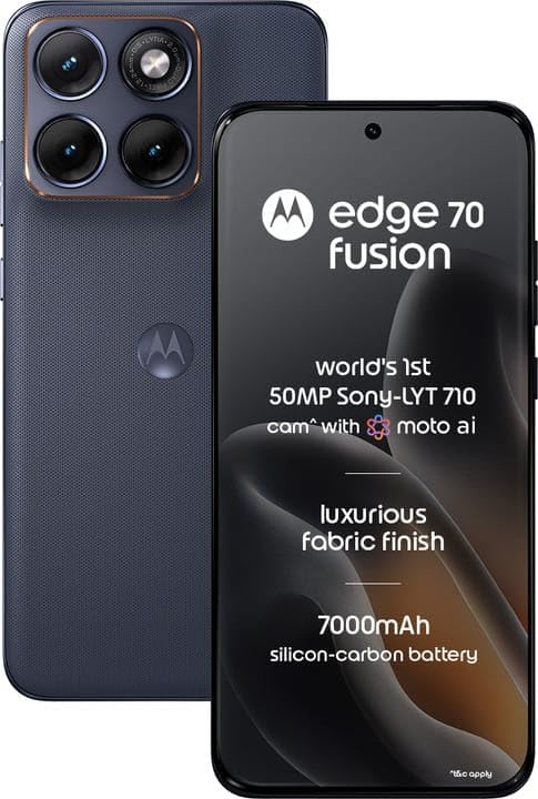 motorola edge 70 fusion 5g (pantone silhouette, 12gb ram, 256gb storage) | ai features | 6.78-inch 144hz amoled | snapdragon 7s gen 4 | 50mp + 13mp camera | 32mp selfie | 7000mah | 68w turbopower