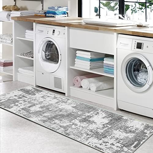 JURLEA Hallway Runner Rug Non-Slip Carpet Runner for Hallways Kitchen Living Room No Shedding Washable Lightweight Long Runners Rug (Cream/Grey - Image 2