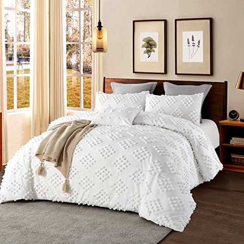 Comforters Queen Size Set Boho White Queen Comforter Bedding Queen Size Fluffy And Lightweight Winter Tufted Comforters For Queen Size Bed (White,Queen) #TOP1