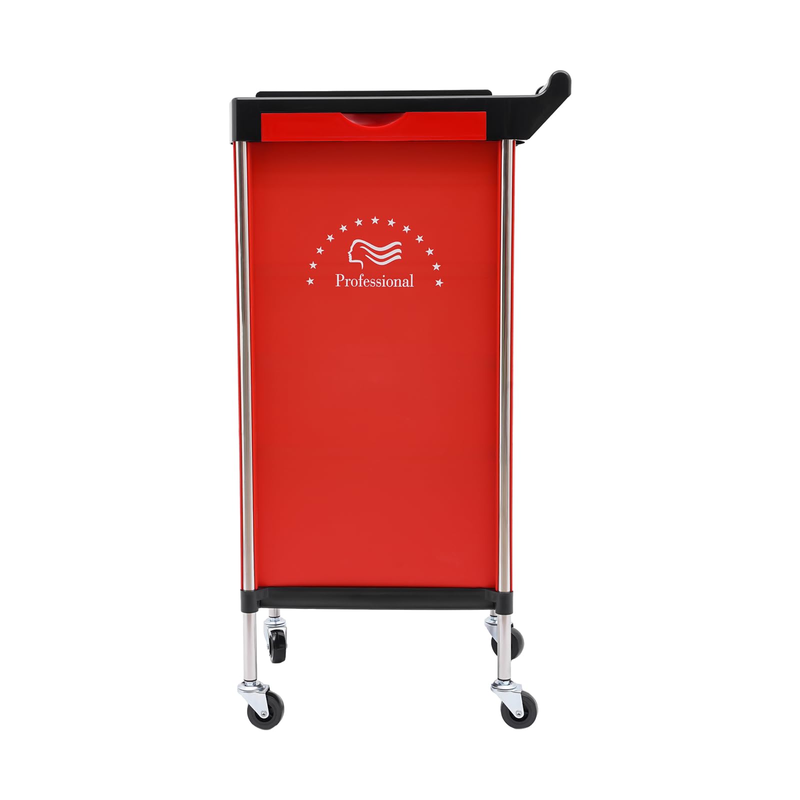 Carrello per Parrucchiere Professionale con 4 cassetti e Ruote Stile Spa (Rosso)