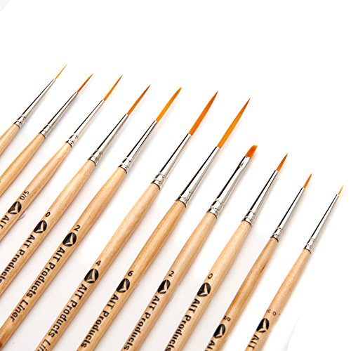 AIT Art Fine Detail Paint Brush Set - 11 Paint Brushes - Liner, Round, Flat - Handmade in USA for Trusted Performance with Oil, Acrylic, and Watercolor