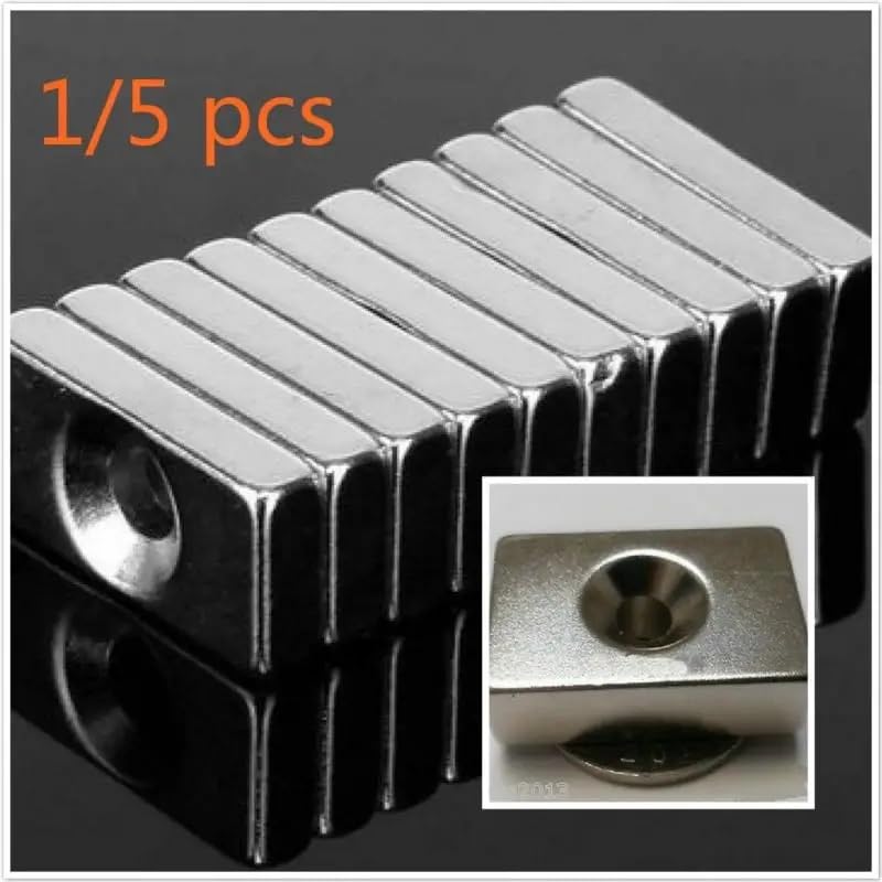 10 Pcs Super Block Cuboid Neodymium Countersunk Hole Rare Earth Magnet(50x10x5-4.2mm 2hole)