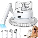 Hundeschermaschine Staubsauger 10Kpa: 7-IN-1 Haustierpflege Set 99% der Tierhaare Aufnehmen, Profi Hundeschneidemaschine, Hundehaarsauger für Hunde & Katzen Haarpflege - 1.5L Weiß [ELS PET]