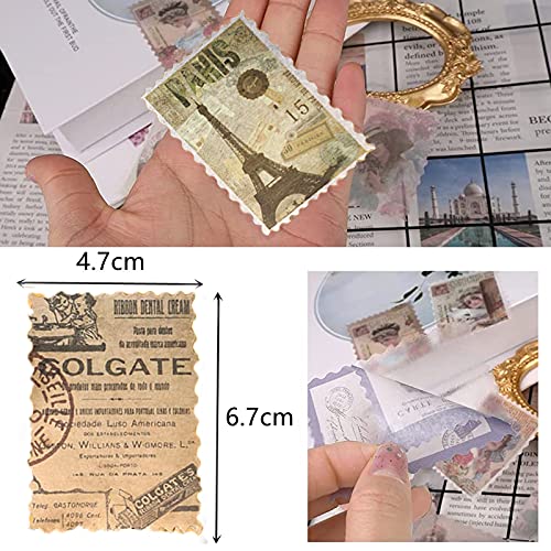 Cotrida 60Pcs Vintage Postage Stamp Stickers, Aesthetic Modern Deco Paper Sticker For Scrapbooking, Journaling Supplies, Planners, Kid Diy Art Crafts #TOP4