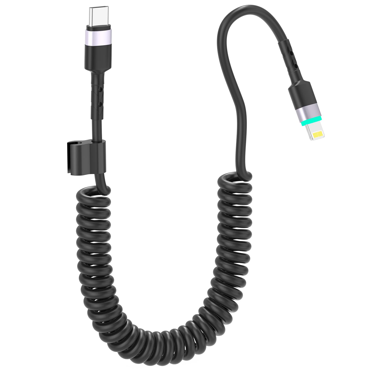2 Pack Coiled USB C Cable, 3FT, USB C and Lightning Cable 2 in 1 iPhone 15 Car Charger Cord, 60W Fast Charging Cable for iPhone 15/15 Pro/15 Pro Max, Samsung, Supports Apple CarPlay & Android Auto