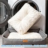 LxsNyvantic Hundebett 90×60×(18,5+10) cm Grau, Bequemes Hundekorb Mit Abnehmbarem Innenkissen, Waschbares Hundesofa Aus Oxfordgewebe & Geruchsregulierendem Kurzplüsch, Für Haustiere Bis 20 Kg