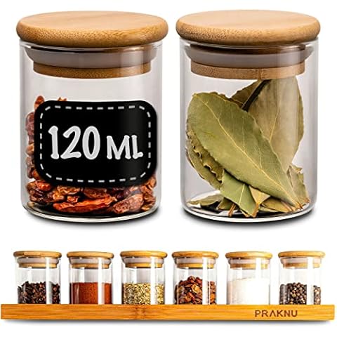 6 Botes para Especias de 120 ml con Estante, Rotulador y Etiquetas Cover