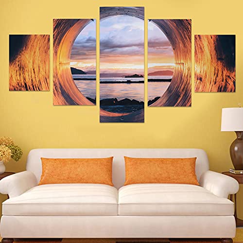Pintura en lienzo premium BTOSEP decoracion elegante de casa con arte de puerto 5" 7