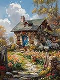 House Paint by Numbers Kit for Adults, Flower Paint by Numbers on Canvas, DIY Adult Crafts Painting Kits with Acrylic and Brushes, Hobbies for Women, Paintings for Home Wall Decor, 24x32 in I-4790
