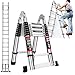 ZanGe Escalera Telescópica 5 Metros Escalera 2.5M+2.5M Plegable,Escalera de Extensión Portátil para Casa, Ajuste de Altura, Capacidad de 150kg