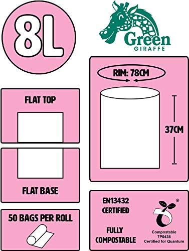 8 Litre x 150 bags Compostable 8L Kitchen Caddy Liners - Food Waste Bin Liners - EN 13432 - Compost Bags