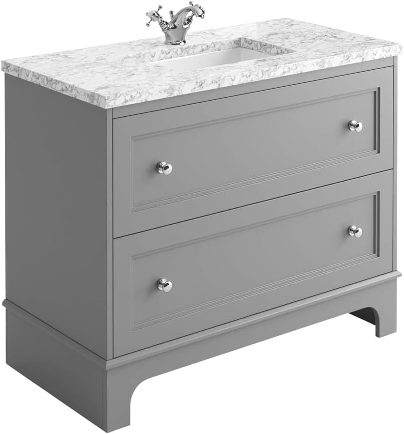 Eloise 1000mm Bathroom Vanity Unit With Marble Worktop & Sunken Ceramic
