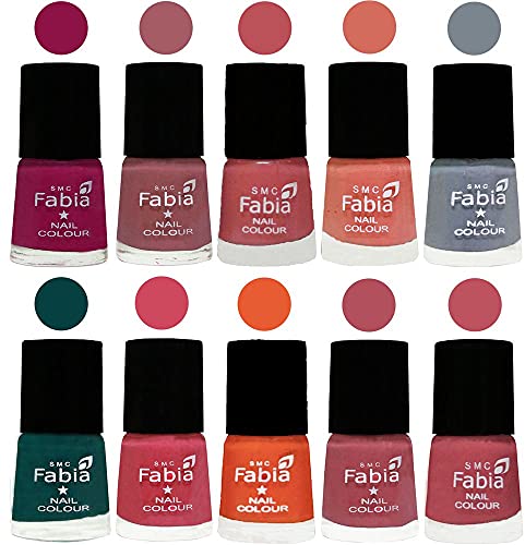 Image of ALL IN ONE (PACK OF 10), Long Lasting Glossy Nail Polish, 6 ml Each, All Vibrant Colours,01956