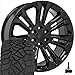 OE Wheels CV43B 22 Inch Rims and Tires Fit Silverado 1500 Style 6x139.7 22x9 Gloss Black - Hollander 5666 - TerraMax RT 285/45-22 (Set of 4)