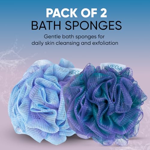 Image of VEGA Duo Splash Bath Sponge Bath Loofah for Men & Women | Soft Exfoliating Body Scrubber | Gentle Shower Pouf Sponge for Dead Skin Removal & Smooth Skin | Premium Bath Loofah Pack of 2 (BA-3 /37)
