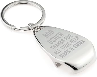 Personalised Chrome Keyrings | Car Keyring, Accessories, Handbag Accessories | Unique Gifts for Men & Women | Custom Engraved Keychains | Stag/Hen/Usher/Bridesmaid Wedding Favours 8 Designs to Choose