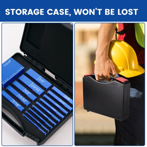 Neitra Setup Blocks Woodworking - 15 Pcs Aluminum Height Gauge Blocks Set - Woodworking Measuring Tools Precision Setup Bars For Router And Table Saw, Blue #TOP2