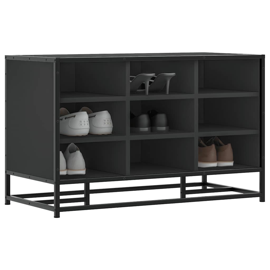 Banc à chaussures noir d'entrée rangement chaussures couloir 84 cm