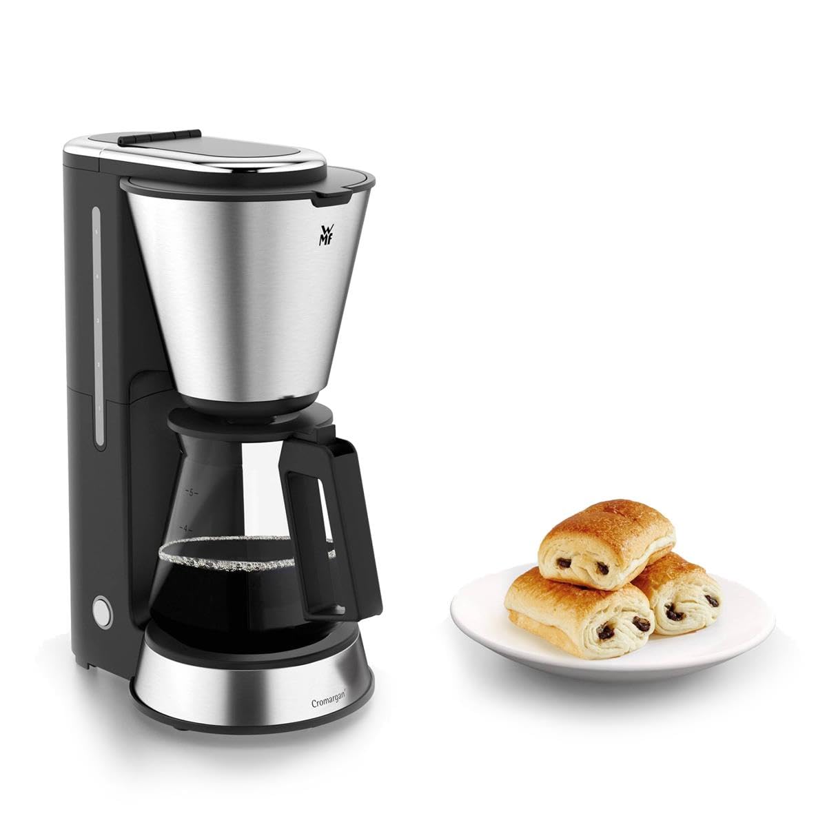 WMF Kitchenminis - Cafetera Aroma de goteo con vaso de cristal, cafetera de filtro para hasta 4 tazas de café, programa antical, indicador agua, display digital, filtro extraible, 760 W