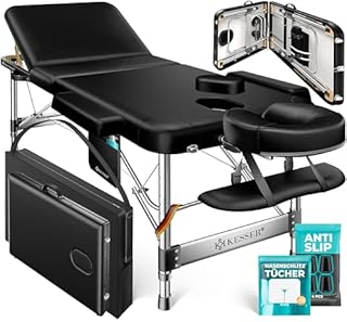KESSER® Table de Massage Mobile Pliable & réglable en Hauteur 3 Zones Lit de Massage Table d'esthétique Large Table de thérapie Aluminium + 10x Support Visage avec Appui-tête