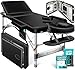 KESSER® Massageliege 3 Zonen bis 250kg, Massagetisch klappbar, verstellbar, tragbarer Koffer, Kosmetikliege, Therapieliege, Zubehör, Alu-Kopfstütze, Armlehne, Tragetasche, Anti Rutsch, 80cm, Schwarz