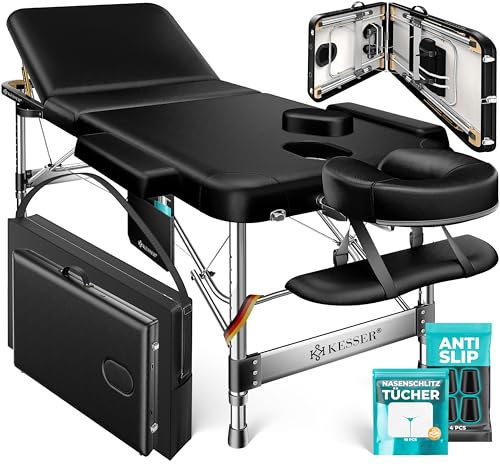 KESSER® Table de Massage Mobile Pliable & réglable en Hauteur 3 Zones Lit de Massage Table d'esthétique Large Table de thérapie Aluminium + 10x Support Visage avec...