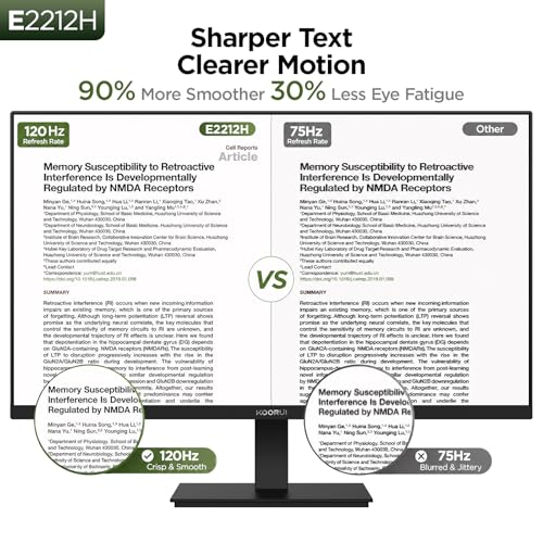 Image of KOORUI New 22 Inch Computer Monitor FHD 1080P 120Hz PC Gaming Screen VA Panel Ultra-Slim Display 4000:1 Contrast Ratio with Adpitive Sync (HDMI /VGA /VESA Compatible 100x100mm /Audio Out), Tilt, Black