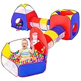 5pc Baby Ball Pits for Toddlers, Kids Play Tent and Play Tunnel, Children Indoor Outdoor Playhouse with Crawling Toys, Boys and Girls Best Birthday Gifts (5 in 1 Kids Play Tent)