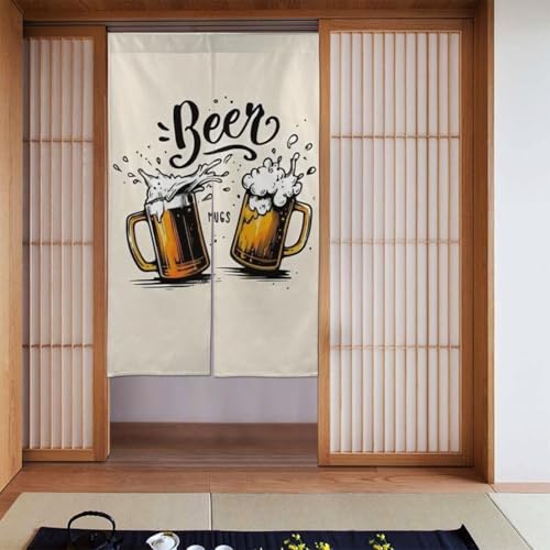 Beers & Chill 面白い ビールみたい のれん 暖簾 おしゃれ 間仕切り 和風 カーテン目隠し遮光 ロング 飾り 見えにくい トイレ ドアカーテン キッチ リビング 飲食店 遮光 厚手 柔らかい 飾り 玄関 廊下 寝室 部屋 温泉 旅館 ホテル