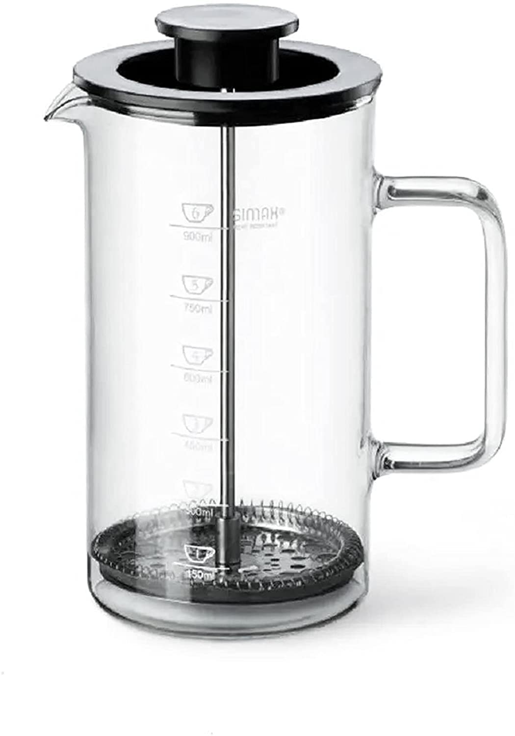 SIMAX 6820400 Infusiera Lin in Vetro, Borosilicato, Trasparente, Graduata da Lt 1, Stantuffo in Metallo