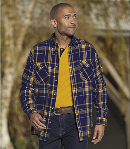 Atlas For Men - Camicia A Quadri In Flanella, Manica Lunga, Disponibile In Taglie Forti, Dalla M Alla 5XL, 3XL - 4