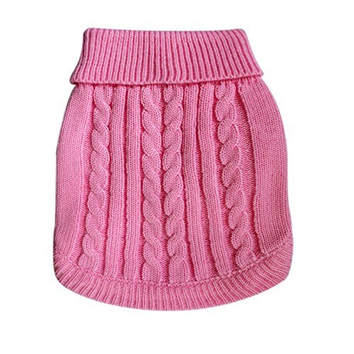 Fami Small Dog Sweaters Knitted Pet Cat Sweater Warm Dog Sweatshirt Dog Winter Clothes Kitten Puppy Sweater(Pink,L) #TOP4