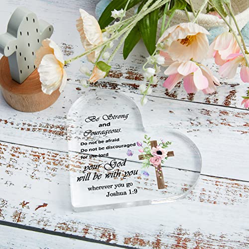 Religious Gifts For Women, Christianity Acrylic Heart Gift,Keepsake Sign Decor, Inspirational Christian Gifts, Bible Verses Decor, Be Strong And Courageous, Do Not Be Afraid #TOP5