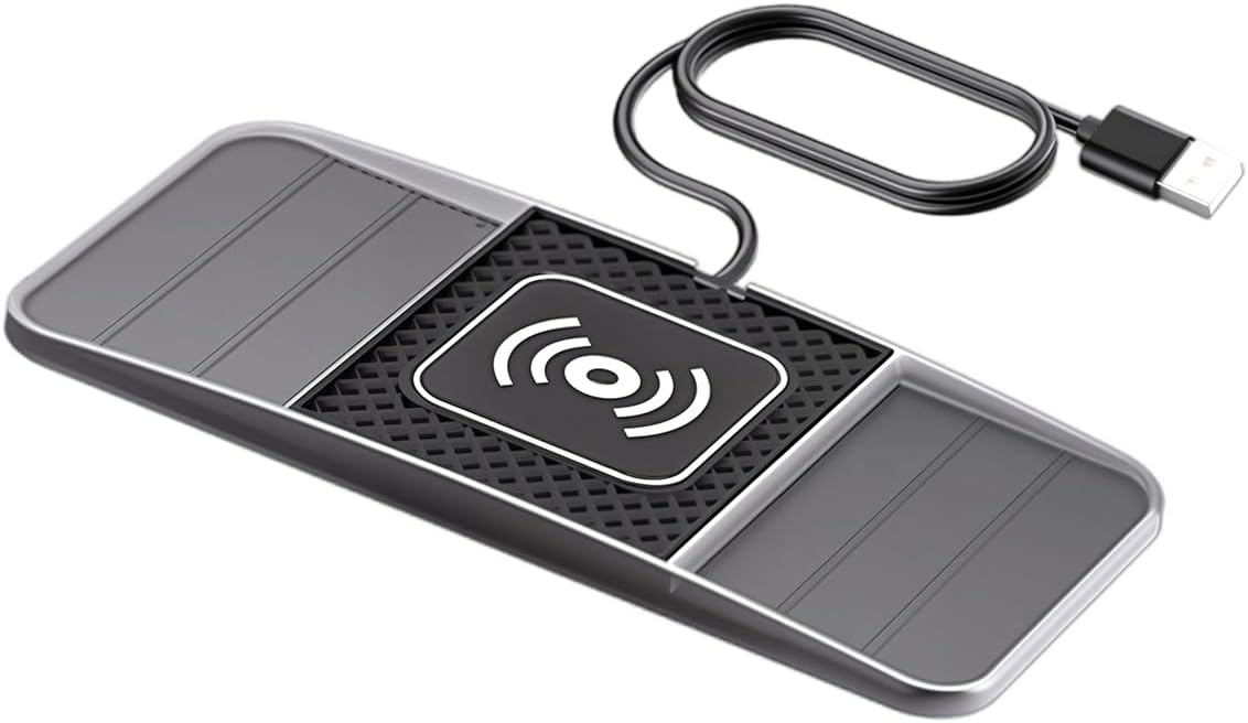 Car Charging Pad for Hyundai Sonata 2010-2025, Trim to Fit Fast Charging Mat, Non-Slip Silicone Pad Dual Slot Charging Station,0.3m Type-C Port-with Ambient Lighting