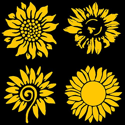 Sunflower Decal 4 Pack: Assorted Sunflowers (Yellow, Small ~3.5") #TOP4
