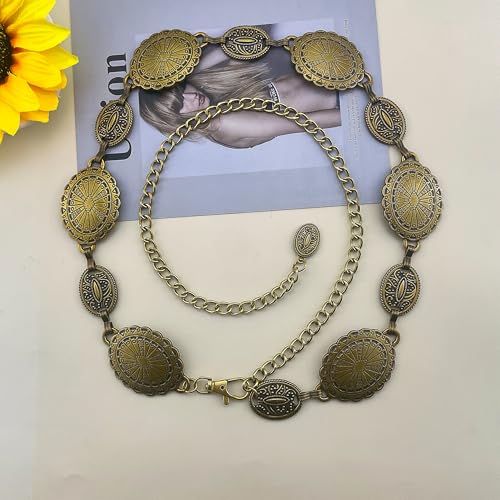 Western Belt Concho Chain Belt for Women Country Concert Outfits Western Cowboy Waist Chain Belt Country Concert Dress 7