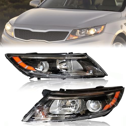 YINZINR Halogen Front Headlight Headlamps Assembly for 2014 2015 KIA Optima Replace: 921012T121 921022T121 (Driver & Passenger Side)