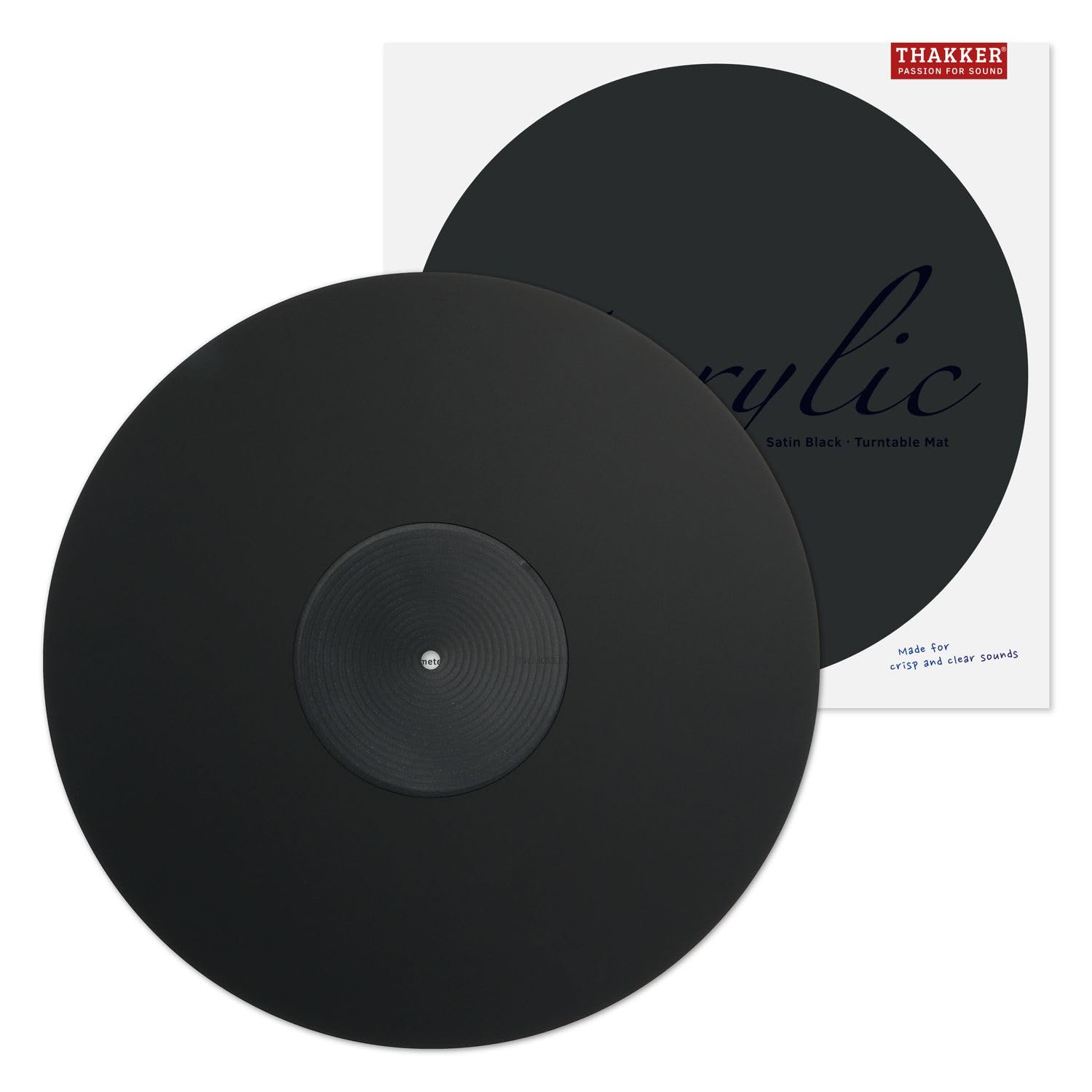 THAKKER Acrylic Mat Satin Black - Tappetino per Giradischi in Vetro Acrilico Satinato - Nero | 300 mm di Diametro | per Giradischi da 12 Pollici mm di Diametro | per Giradischi da 12 Pollici