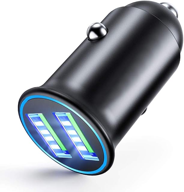 MMOBIEL Multi Compact Thumb Size 3.0 Car Charger Dual USB Port Cigarette Lighter Adapter (5V/4.8A/30W) Compatible with iPhone, Samsung, Xiaomi, Huawei, Oppo, OnePlus, Sony, Google, LG etc. (Black)