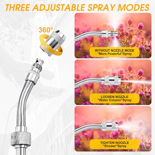 Mornajina 29 Inch All Metal Sprayer Wand Replacement Kit, 1/4\" & 1/2\'\' & 3/8\" Brass Barb Sprayer Wand Stainless Steel Garden Hose Wand Sprayer with Built-in Shut Valve & Quick Connector & Hose Clamps - Thumbnail 4