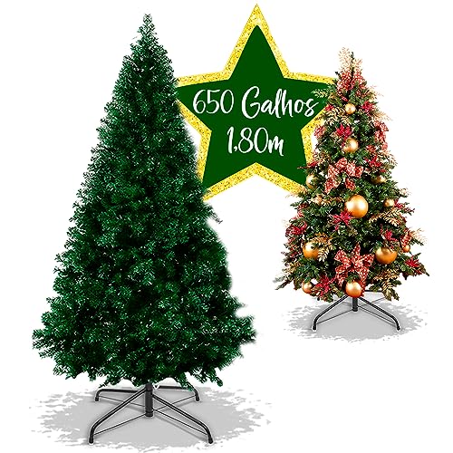 Árvore De Natal 180cm 650 Galhos Pinheiro Luxo Cheia