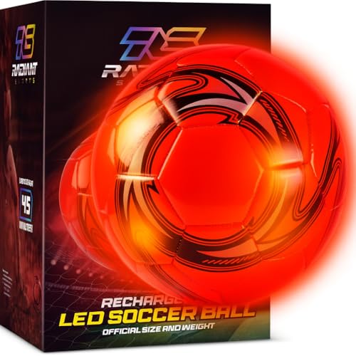 Radiant Sports LED Glow Soccer Ball Size 4 & 5 for Kids