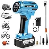 Uadme Compressore Portatile per Auto 150PSI, 800W Potente Compressore a Batteria 21V 4,0Ah, Valori Preimpostati, Luce LED & Display LED, per Auto Moto Biciclette Monopattini o Palloni