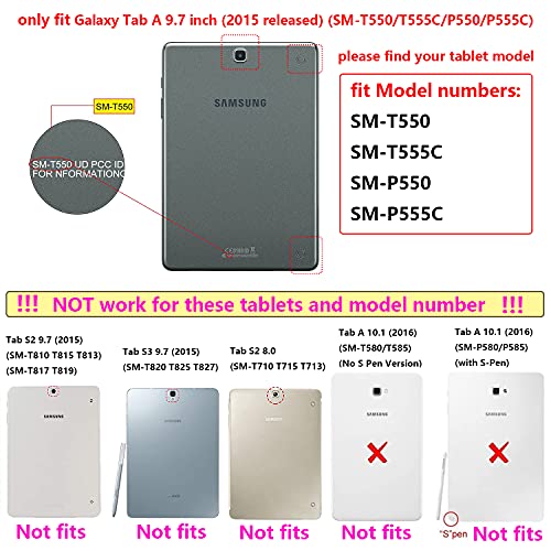 Uucovers Cover For Samsung Galaxy Tab A 9.7 Inch 2015 Model (Sm-T550/T555C/P550/P555C) With Pencil Holder Pockets [Auto Wake/Sleep] Folio Stand Smart Pu Leather Tpu Back Wallet Case, Leopard Yellow #TOP1