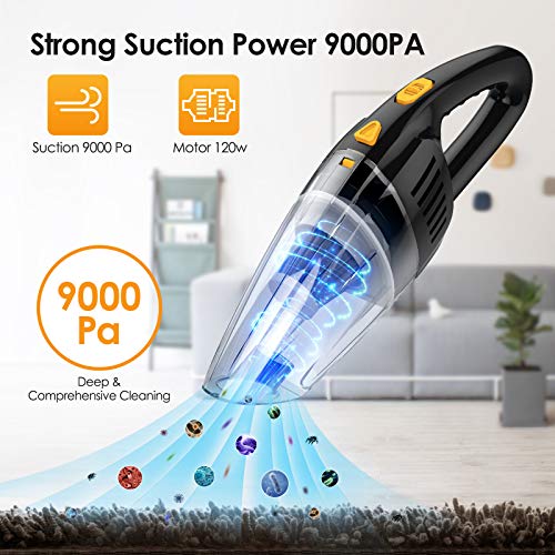 Handheld Vacuum Cleaner Cordless,AUCEE 9000PA 120W High Power Portable Hand Vacuum Cordless Rechargeable Wet Dry Vacuum with Stainless Steel Filter 2x2600mAh Lithium Battery Mini Hand Vac Car Pet Hair - Thumbnail 7