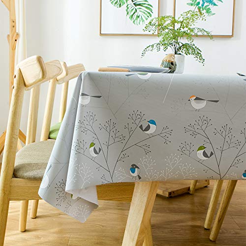 Chizoya Table Cloth Heavy Duty Vinyl Table Cloth For Rectangle Table Wipe Clean Pvc Tablecloth For Kitchen Dining Table (54X72 Inch, Birds) #TOP3