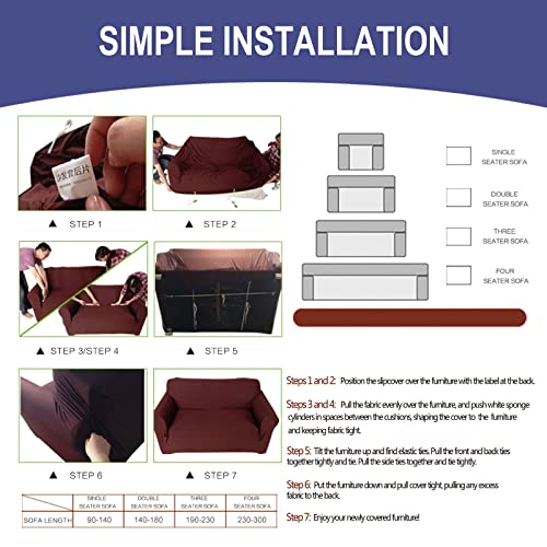 Jaotto Copridivano 4 Posti Elasticizzato, Fodera Per Divano Elasticizzato Fantasia Antiscivolo Antimacchia, Copridivano Con Braccioli Tessuto Super Morbido Universale(Foglie Gialle,4 Posti) - 6